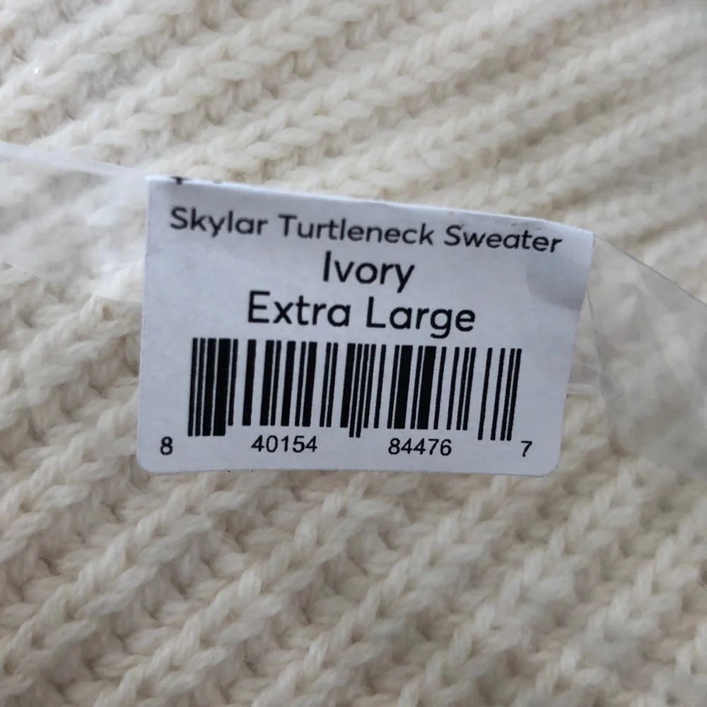 Marine Layer Skylar Sweater Knit Chevron Mock Turtleneck Pullover Ivory NWT XL